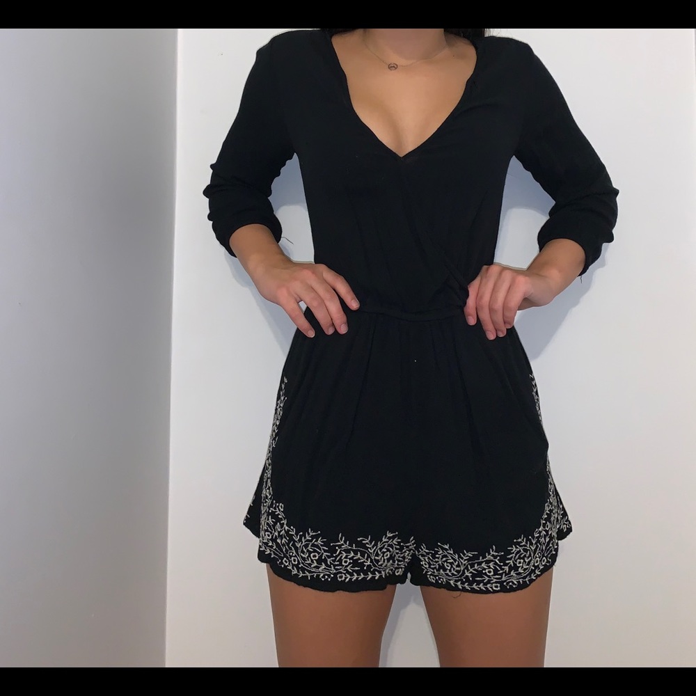 black romper w embroidery details